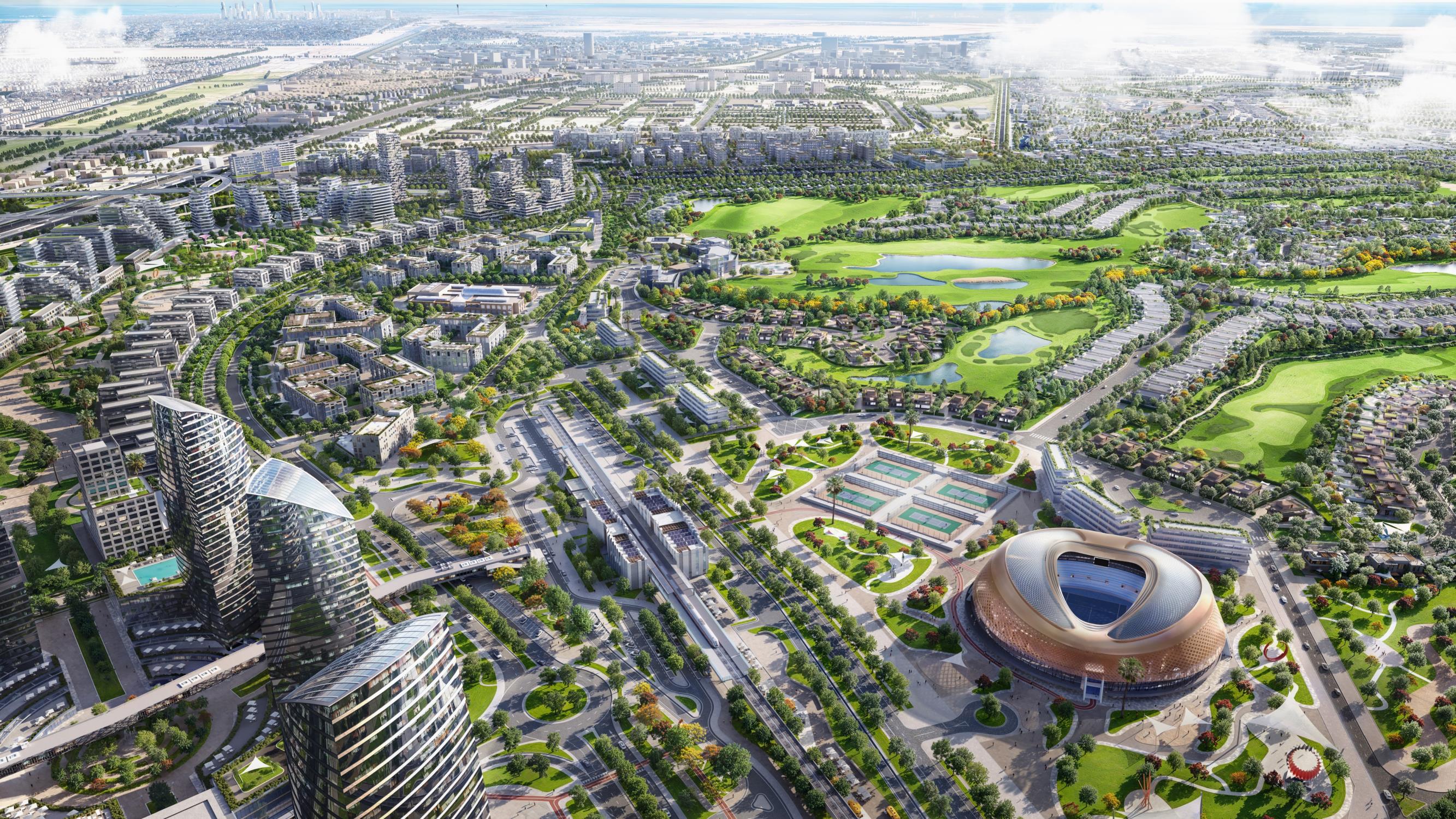 Panoramic view of Jumeirah Golf Estates